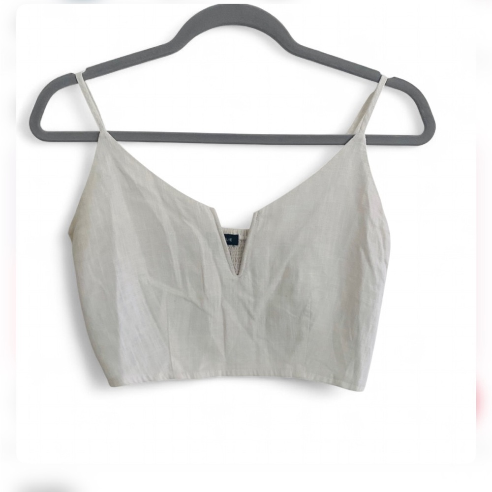 KENDALL & KYLIE WHITE LINEN CORSET STYLE CROP TOP SIZE SMALL